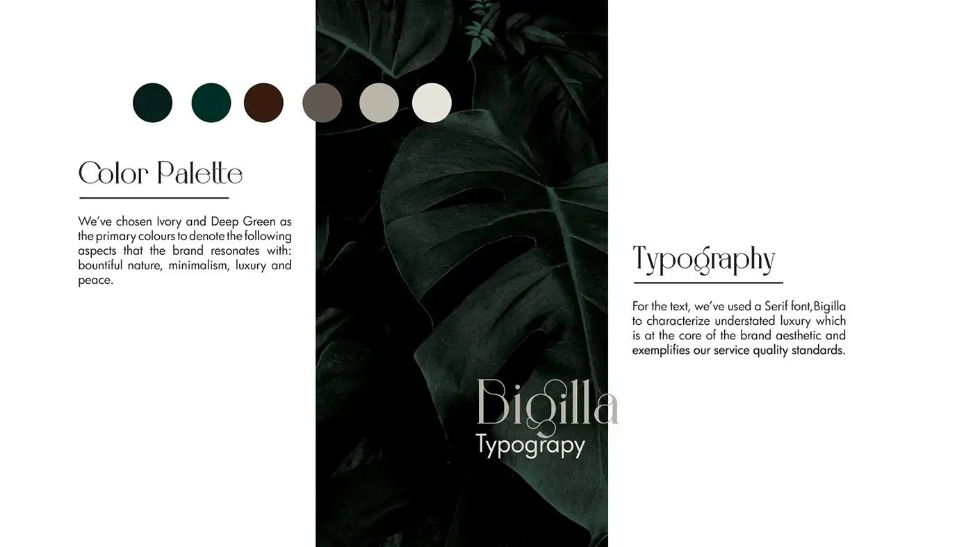 De Soul Santé colour palette and typography presentation