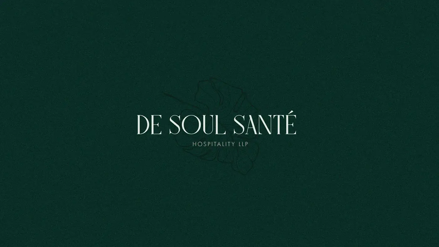 De Soul Santé wordmark and botanical emblem on a deep green surface