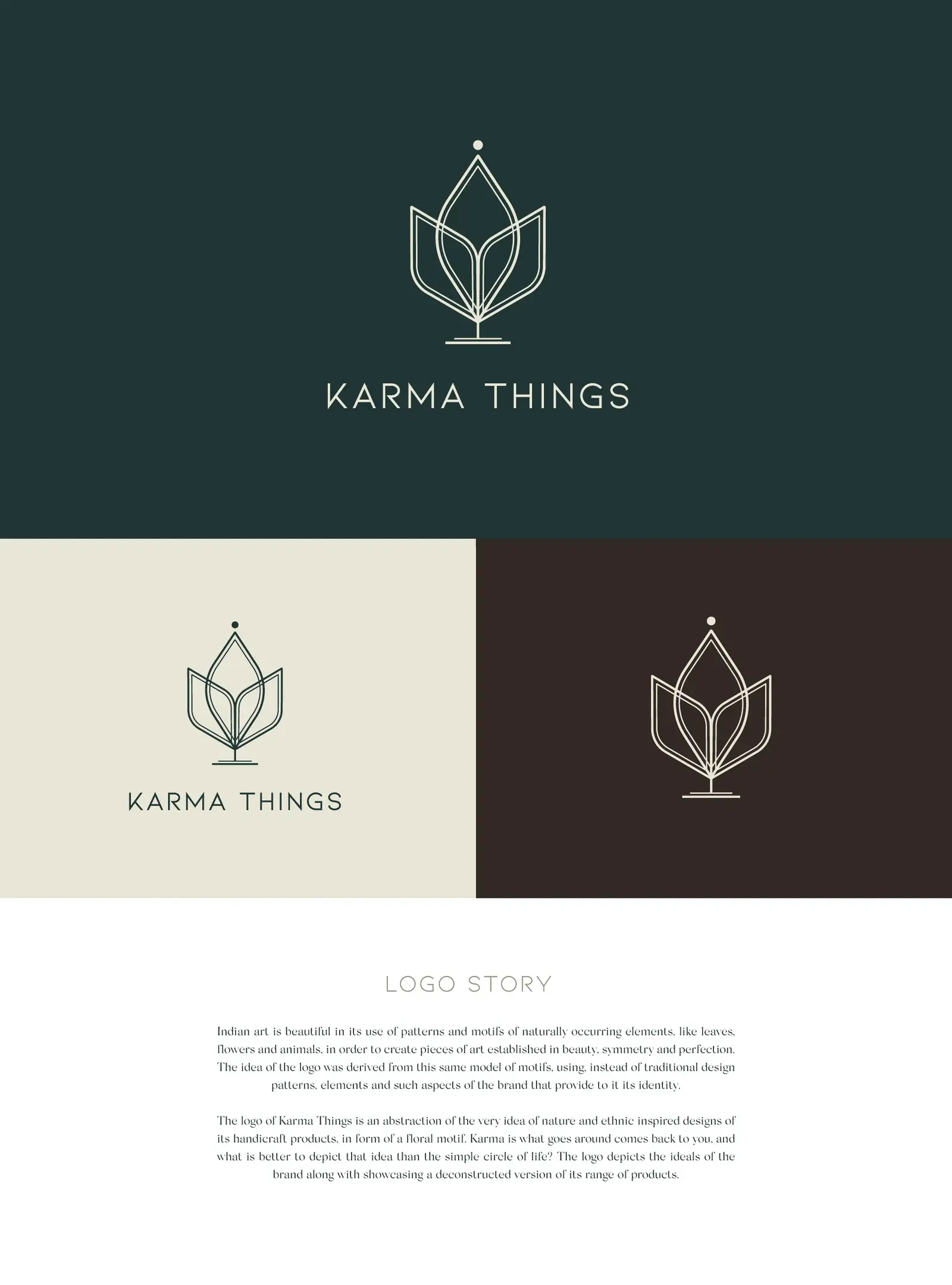 Karma Things emblem and wordmark variants with the logo story