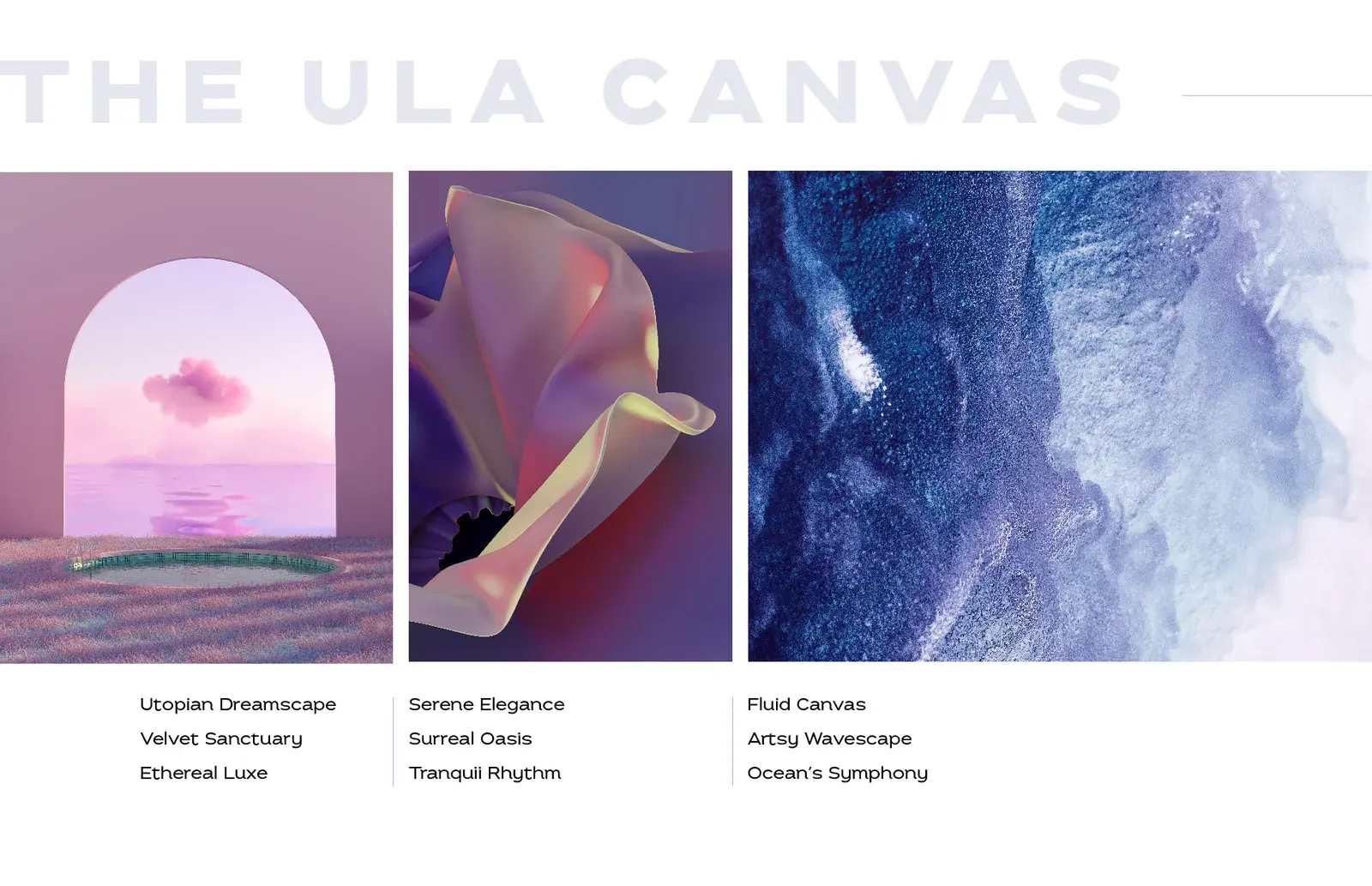 ULA brand canvas combining a surreal sea view, fluid forms and an ocean texture