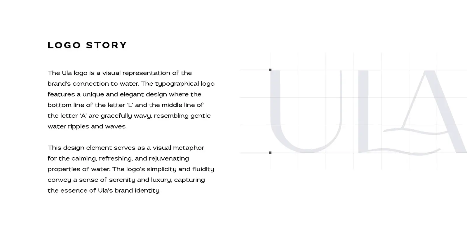 ULA logo construction and story showing wave-like details in the letterforms